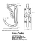 Diagram of Heavy Duty Tool Holder Carabiner With Dual Push Button Locking Gate for Climbing Harnesses with dimensions.