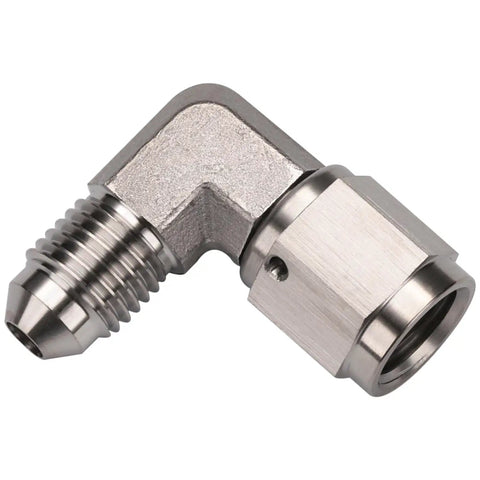4AN Male To 4AN Female 90 Degree Swivel Stainless Steel Heavy Duty Brake Fitting Adapter Coupler close-up