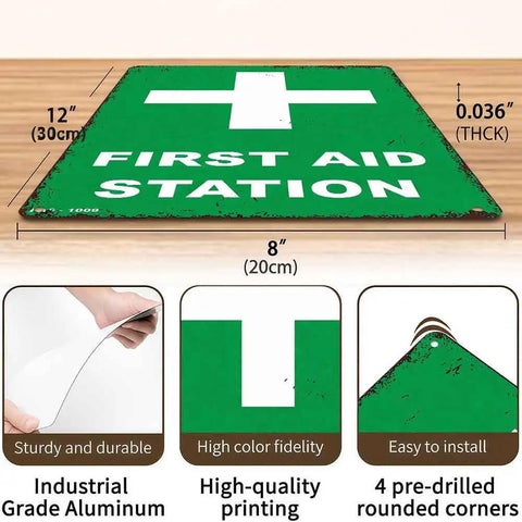 12 By 8 Inch Aluminum First Aid Station Sign Durable Rust Resistant Metal With High Contrast Readable Lettering That Pops In Any Space