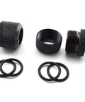 Black G1/4 to 10mm ID rigid tubing compression fittings with knurled bodies and O-rings
