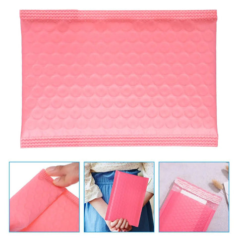50 Pack Pink Bubble Mailers 16.5x22+4 Inch Self Seal Padded Envelopes For Small Business Shipping shown in four views