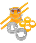 Get A Grip! This 2Pc PVC Threader Tool Set Is Tough As Nails. Durable orange and steel pipe threading tools for plumbing tasks.