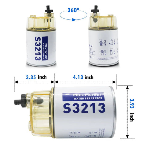 Marine Fuel Water Separator Filter 10 Micron For Outboard Motors Compatible With Mercury Yamaha Racor Sierra Engines Replaces 35-60494-1 S3213 18-7932-1 18-17928 35-809097 Go To Boat Fuel System