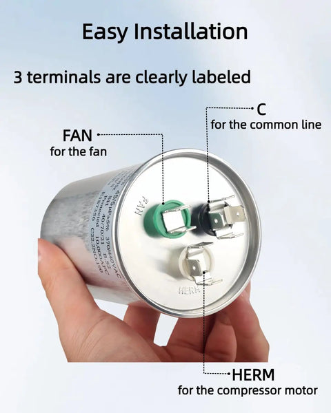 Holding Dual Run Capacitor 45/5uF 5% MFD For Air Conditioner Outdoor Unit Condenser Fan And Heat Pump 370V 440V UL Recognized