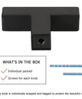 Dead Solid Matte Black T Bar Drawer Pulls And Cabinet Knobs 100 Pack Bulk Hardware For Kitchen Cabinets showing a single knob with screws.