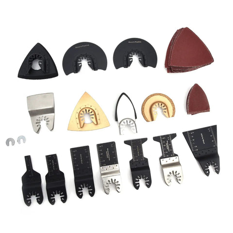 Wood Oscillating Multitool Blade Kit All-In-One 88 Piece Set with various blades and sanding pads for wood and plastic cutting