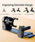 Four In One Laser Rotary Chuck Attachment For Cylindrical Engraving On Wine Glasses Mugs Tumblers And Irregular Shapes That Plays Nice With Ray5 Ray5mini B1 And Most Laser Engravers, showing black metal chuck with adjustable parts.