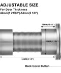Solid Brass Door Peephole Viewer With 220 Degree HD Lens, adjustable size diagram, satin nickel finish, for 42-54mm doors.
