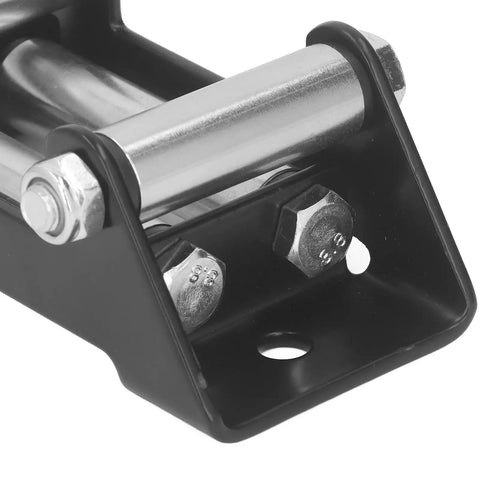4 Way Winch Roller Fairlead Built To Last 4500 Lb High Strength Steel Cable Guide For Electric Winches Rugged Low Friction Wire Rope Support In Harsh Environments close-up steel rollers