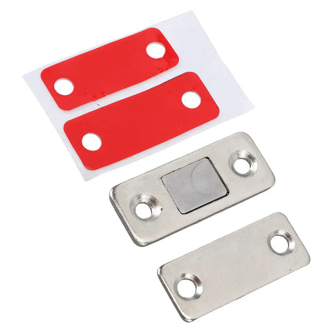 Slim Magnetic Door Catch Kit In Stainless Steel 8 Pack Cabinet Latch With Adhesive Or Screw Mount on white background