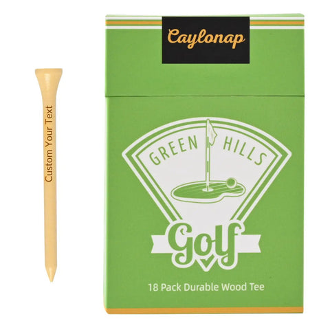 Custom Golf Tees Bulk Pack With Your Name Or Logo In A Pouch, Two And Three Quarters Inch Hardwood Tees For Gifts Parties And Favors, Personalize Text And Design For A Standout Round with packaging