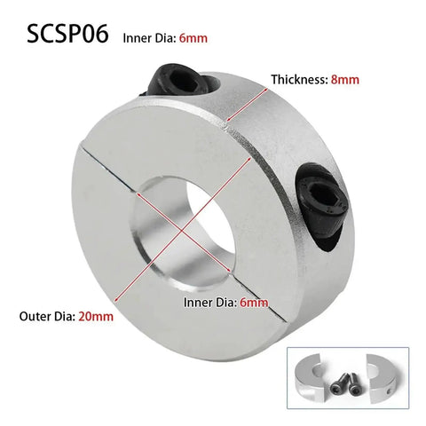 Heavy Alloy Fixed Locking Limit Ring Double Split Shaft Collar Fits 6mm To 20mm With Screws, 6mm bore 20mm outer dia