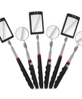 Six Piece Telescoping Inspection Mirror Set For Cars And Under Vehicle Checks Retractable Round And Square Mirrors