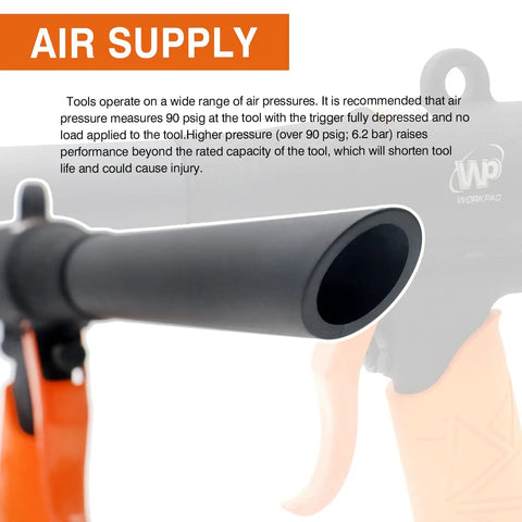 Close-up of Dual Function Air Vacuum and Blow Gun nozzle, pro grade 2 in 1 pneumatic tool for dust cleanup in cars and workshops