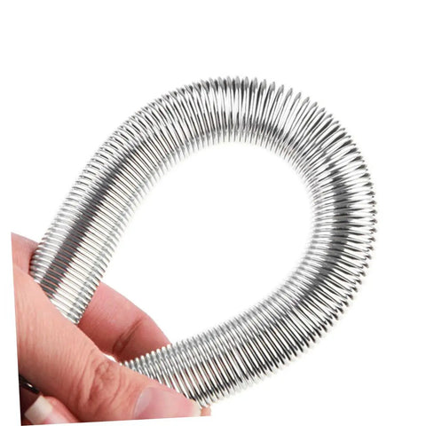 Heavy Duty Spring Tubing Bender Set 10Pc PVC Wire Bending Tool showcased in a hand, showing flexible metal tubing for bending.