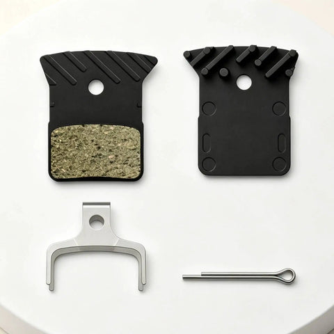 Road Bike Disc Brake Pads Kit With Spring And Pin For Consistent Stopping On Road Rides Resin And Metal Construction With Stainless Steel Support Durable Spares For Daily Rides And Routine Maintenance, two pads, spring, pin