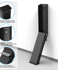 Heavy Duty Kick Down Door Stopper With Zero Drill Mount holding firm on wall, designed for wood, tile, vinyl, carpet, and concrete.