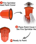 Orange Fire Sprinkler Paint Covers 30 Pack Ceiling Guard Caps Snaps Right On Pro Heavy Grip renovation masks shown in use.