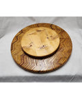 16 Inch Lazy Susan Serving Tray Made From Plywood And Hardwood Round Wood Display For Kitchen Countertop Dining Table And Bath And Skincare Organizer Killer Versatile Serving And Storage Solution featuring a detailed wood grain.