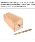Top Tier Beefy Double Ended Hanger Bolts 1/4-20 X 1-1/4 Inch 20 Piece Kit shown with pointed self-tapping screw and wood block.