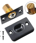 Solid Brass Roller Ball Door Catch Kit With Stainless Steel Roller, Adjustable Spring Latch, Strike Plate, Screws