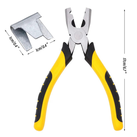 900 Pcs Rabbit And Chicken Wire Cage Clips With Fence Pliers All In One Hog Rings Snap Ring Pliers, yellow and black grip.
