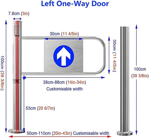 Heavy Duty Stainless Steel Safety Swing Gate With Auto Close Spring Action Works Like A Charm For Smooth Perimeter Security, Left One-Way Door Dimensions.