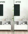 Before and after using CordMate II Cable Management Kit, Easy Peel And Press Cord Organizer And Hider, Wall Cord Cover CMK50
