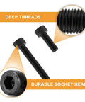 660 Piece M2 Socket Head Cap Screws Kit With Nuts And Washers Black Oxide 2mm Thread Hex Drive close-up of screws with deep threads