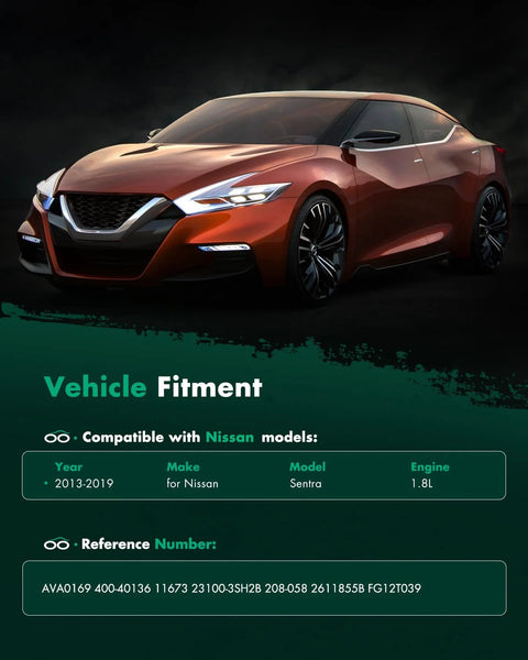 Concept car in dark setting for Nissan Sentra 2013-2019 1.8L, highlight on sleek design and compatibility details