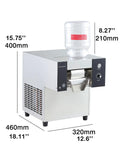 Heavy Duty Commercial Snow Cone Shaver Grinding Down Ice Blocks To Whip Up 198 Pounds Of Silky Shaved Flakes Daily With Tough Steel Cutters And Dependable Air Cooling For Street Vendors And Dessert Shops, showing dimensions and design.