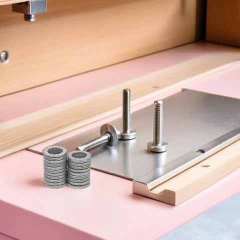 30 Pairs Tough As Nails M10 Manganese Steel Wedge Locking Washers For Bolts And Screws Anti Vibration Split Spring Hardware on a workbench.