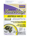Packaging of Mouse Magic Scent Packs For Indoor And Outdoor Rodent Control 4 Ready To Use Packs with peppermint and spearmint oils