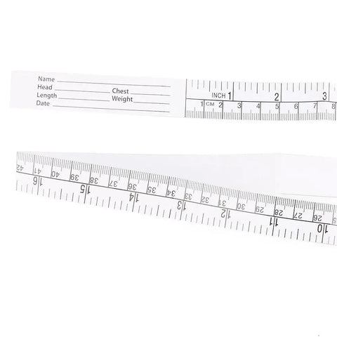Disposable Paper Tape Measure for Medical Use 40 Inch by Three Quarter Inch Write On Tape for Recording Patient Info, folded view.