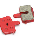 4 Pairs Resin Semi Metal Brake Pads Replacement For Electric Vehicles And Mountain Bikes Go To Quiet Braking With High Temperature Resistance And Long Wear For Smooth Stopping And Confident Rides Heavy Duty Performance, close-up of individual red brake pad with resin surface visible