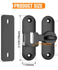 Compact 90 180 Degree Sliding Door Latch dimensions, heavy duty flip bar lock for bathroom, garden, bedroom, cabinet, black, rustproof zinc alloy