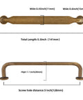 10 Pack 5 Inch Cabinet Pulls Antique Brass Zinc Alloy Drawer Pulls Solid Cabinet Hardware dimensions diagram showing length and width measurements