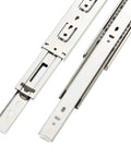 22 Inch Full Extension Drawer Slides Side Mount Ball Bearing 10 Pairs With Screws Beefy 100 Lb Load Capacity Quiet Operation Zinc Plated Cold Rolled Steel Durable Heavy Duty Sliding Drawer Glide System close-up view