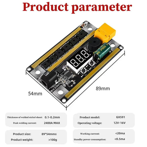 Spot Welder With Three Modes And Digital Power Control showing size and specs for home workshop use