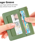 Hands sliding ID into Slim Womens Bifold Wallet With 9 Card Slots, RFID Blocking, ID Window, And Compact Card Holder For Everyday Carry