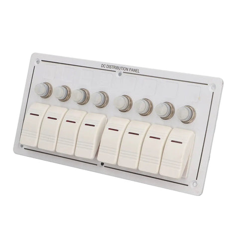 Beefy 8 Gang Toggle Switch Panel In Aluminum Alloy With Overload Protector And Red LED Indicator For 12V Marine Ship Yacht RV Bus