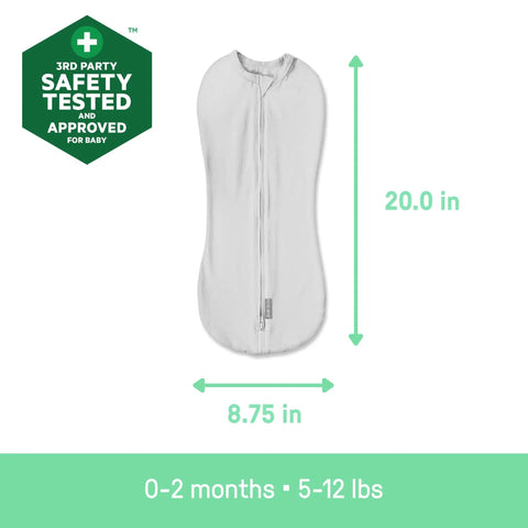 Diagram of Newborn Compression Swaddle Pod With Two Way Zipper For Easy Diaper Changes Calms Startle Reflex And Improves Sleep Fits 0 To 2