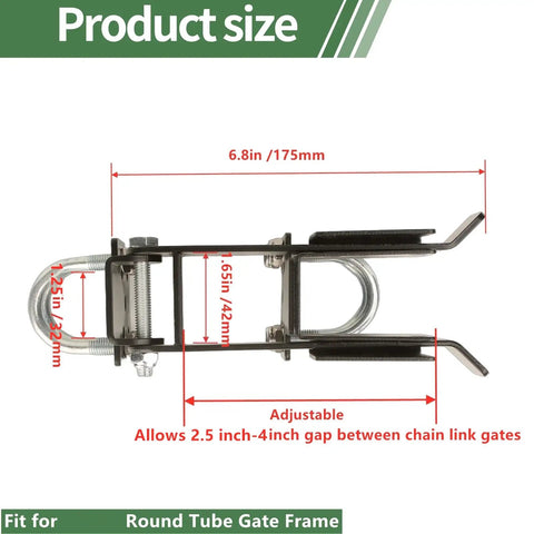 Tough As Nails Double Gate Latch Fits 1-1/4 Inch Chain Link Posts, adjustable size for round tube gate frames.