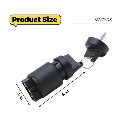 Ignition Switch for Cape Generator 6500 6700 427 186F and AGT Mini Excavator Starter Switch, black industrial-grade with dimensions shown