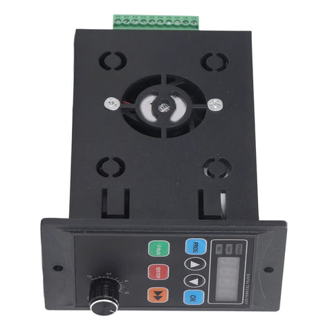 2 Pack Motor VFD Inverter Converts Single Phase 176-264V Input To 3 Phase Output, 400W Variable Frequency Drive For Small Workshops, Versatile VF Control And Settings For Motors, Fans, Pumps. Black plastic VFD with keypad and terminal block