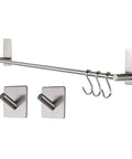 Self Adhesive Towel Bar Rack Set In 18/8 Stainless Steel, 16 Or 21 Inch, Bath Towel Holder With 5 Hooks, No Drill Mount