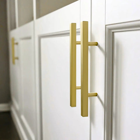 10 Pack 5 Inch Brushed Brass Cabinet Pulls Slick Gold Cabinet Handles For Kitchen And Drawer Hardware, Brushed Gold Finish