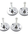 Heavy Duty Stainless Steel Leveling Feet For Industrial Equipment 4 Pack Polished Feet With Washer Anti Skid Base For Stable Machines Even Weight Distribution Built Tough Foot Pads For Long Lasting Support, four silver feet on white