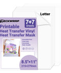 Inkjet Printable Heat Transfer Vinyl For T Shirts With Alignment Masks, 7 Sheets 8.5 By 11 Inches, Easy Iron On Transfer Paper