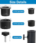Umbrella Base Replacement Parts Kit With Ring Plugs And Two M8 Threaded Knobs Easy Swap For Outer 1.9 Inch Ring And Inner 1.5 Inch Ring Fits A Bunch Of Pole Sizes On Patio Umbrellas Heavy Duty And Durable - size details image.